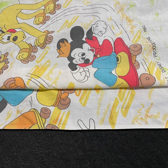 Vintage Mickey Mouse Flat Sheet Twin Disney Retro Fabric - Picture 9 of 11